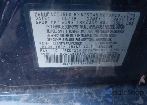 2018 Nissan Sentra S from USA, damaged, VIN 3N1AB7AP9JY328935